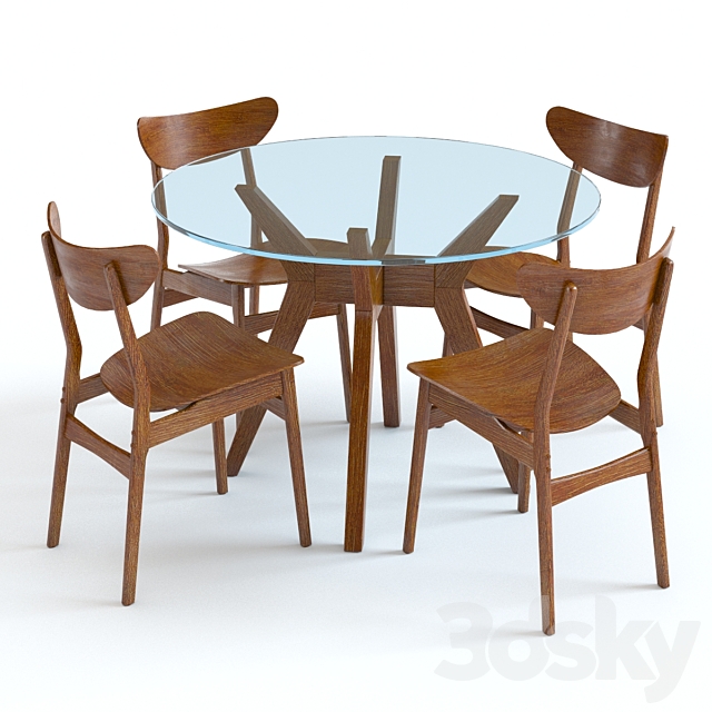 3d Models Table Chair West Elm Wren Jensen Table And Classic Cafe Chairs