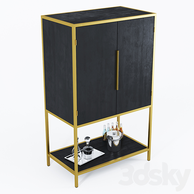 3d Models Other Crate And Barrel Oxford Black Bar Cabinet