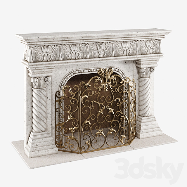 3d Models Fireplace Caesar Mantel Acanthus Fireplace Screen