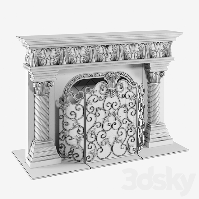 3d Models Fireplace Caesar Mantel Acanthus Fireplace Screen