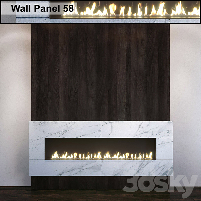 3d Models Fireplace Wall Panel 58 Fireplace