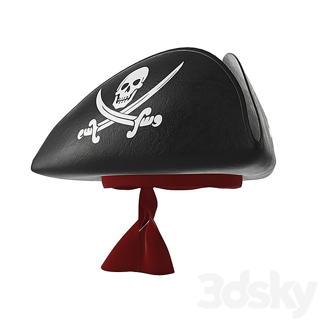 pirate tricorn hat with skulls and a 