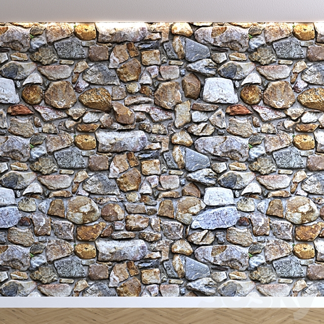  3d  models  Stone Rock  Wall  1
