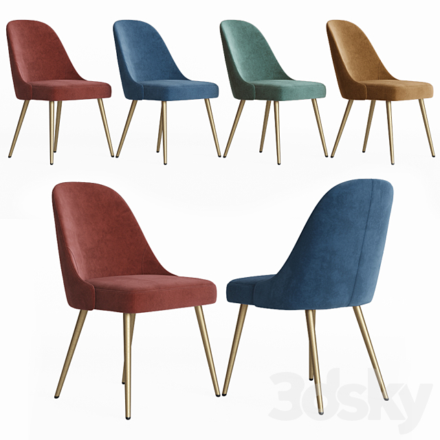 3d Models Chair West Elm Mid Century Upholstered Dining Chair