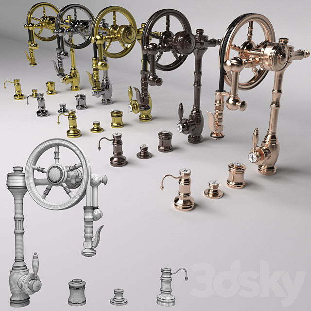 3d Models Faucet The Wheel Pulldown Faucet 4pc Suite Waterstone