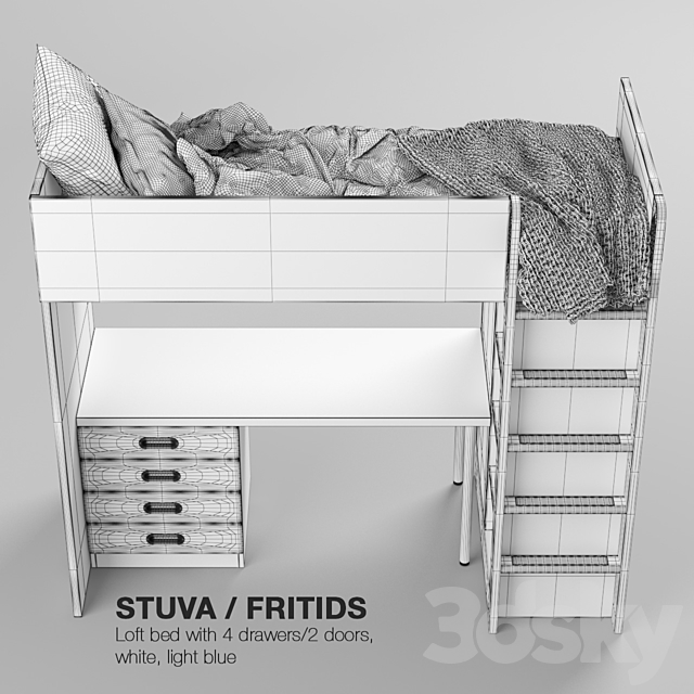 Stuva Fritids By Ikea Bed 3d Models, Stuva Twin Loft Bed