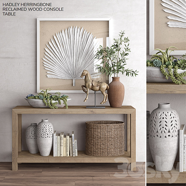 3d Models Console Pottery Barn Hadley Herringbone Reclaimed