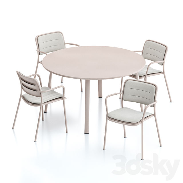 3d Models Table Chair Kettal Village Round Dining Table And Chair
