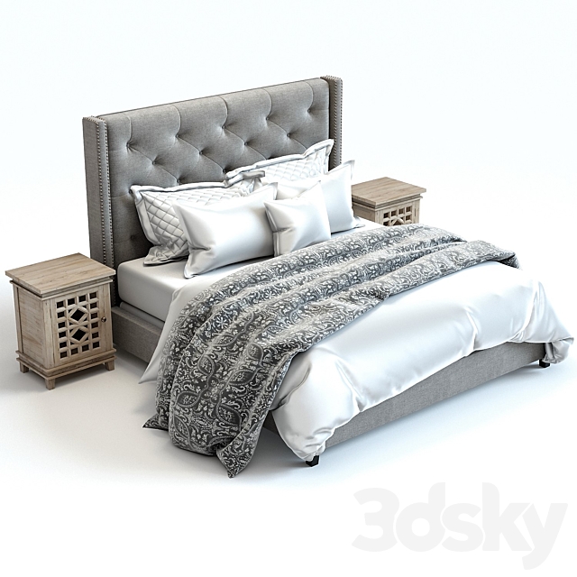 3d models: Bed - Pottery barn harper bed