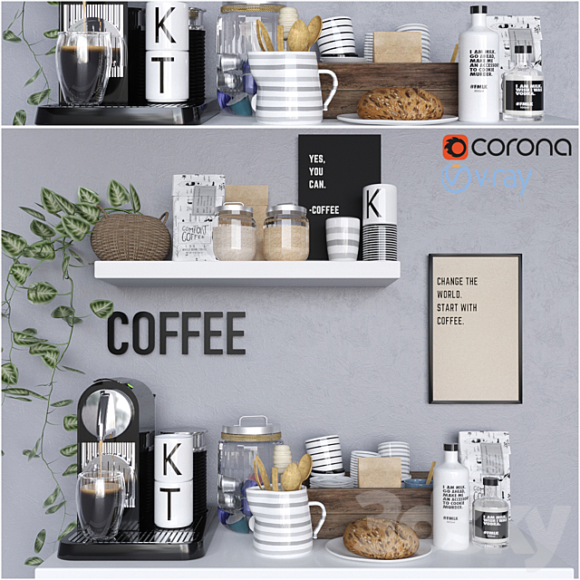 3d models: Other kitchen accessories - Coffee home bar