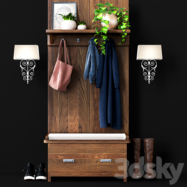 3d Models Other Hall Pottery Barn Mateo Entryway Bench
