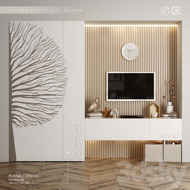 3d Models Wardrobe Ikea Storage System With Tv Zone