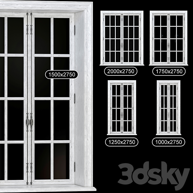 3d Models Windows Part 1 Collection French Windows 1000 2000 Mm