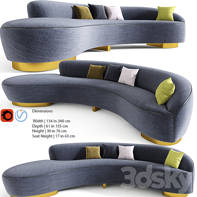 3d Models Sofa Freeform Curved Sofa With Arm By Vladimir Kagan