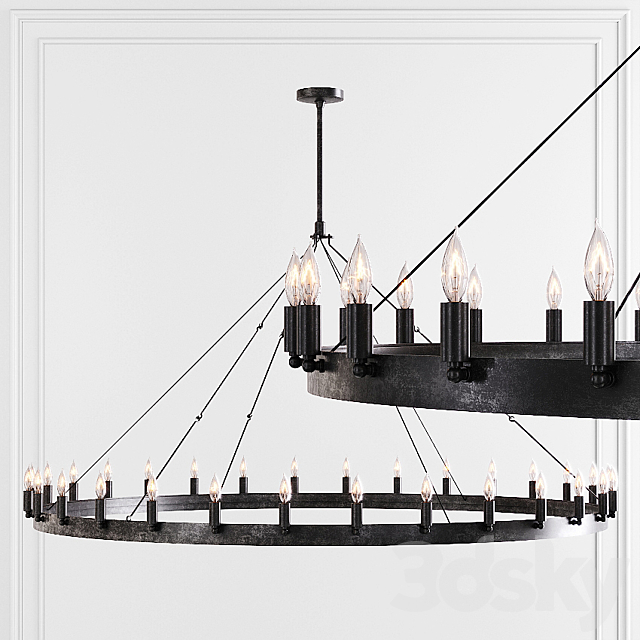 Restoration Hardware CAMINO VINTAGE CANDELABRA ROUND CHANDELIER 63