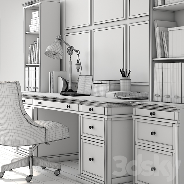 3d Models Office Furniture Pottery Barn Livingston Lateral File Cabinet Bookcase