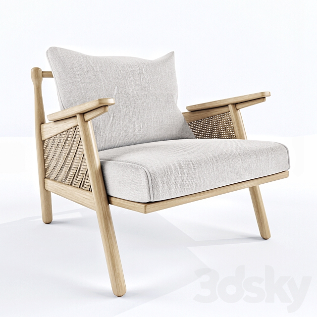 3d Models Arm Chair Linen Cane Chair