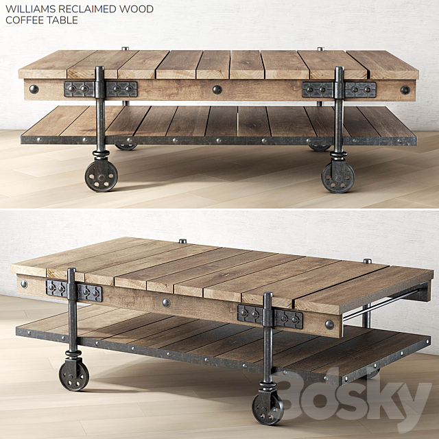 3d Models Table Pottery Barn Williams Reclaimed Wood Coffee Table
