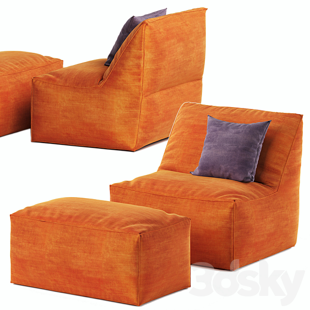 3d Models Arm Chair Bean Bag Chair With Pouf Pianca Eden