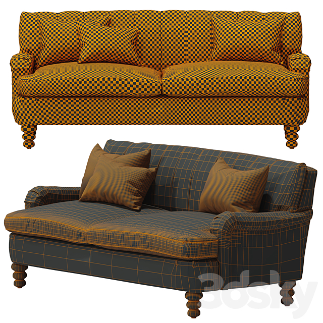 3d models: Sofa - Channel Tufted Two-Cushion Sofa