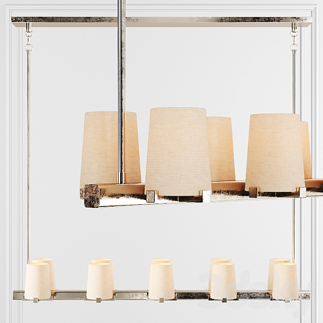 Restoration Hardware Pauillac Linear, Linear Chandelier With Fabric Shades