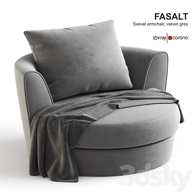 3d Models Arm Chair Ikea Fasalt Swivel Armchair Velvet Gray