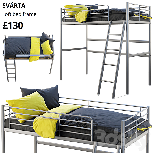 Ikea Svarta Loft Bed 3d Models, Ikea Loft Bed Size