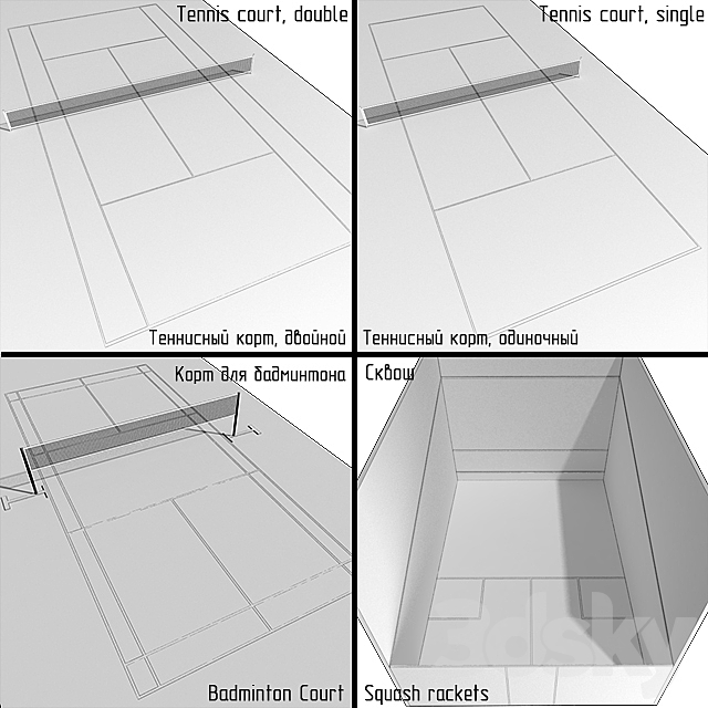 3d Models Sports Court Tennis Badminton Squash