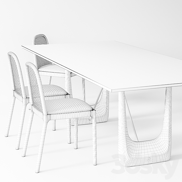 3d models: Table + Chair - CB2 Nadia Cane chair, Rocco ...