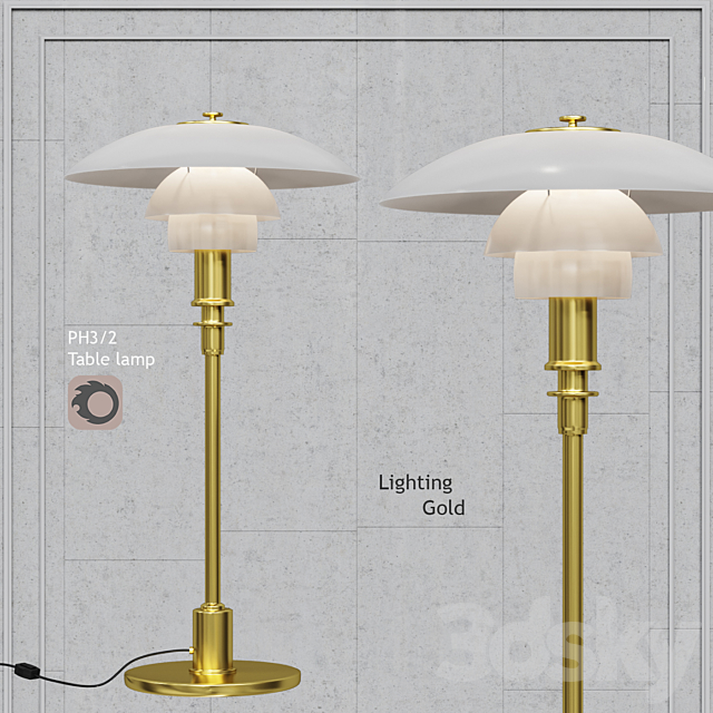 Table Lamp Louis Poulsen Ph 3 2, Ph 2 1 Table Lamp Brass