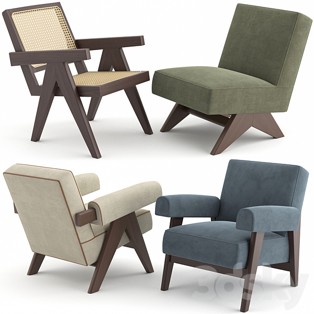 3d Models Arm Chair Le Corbusier And Pierre Jeanneret Lounge Chairs