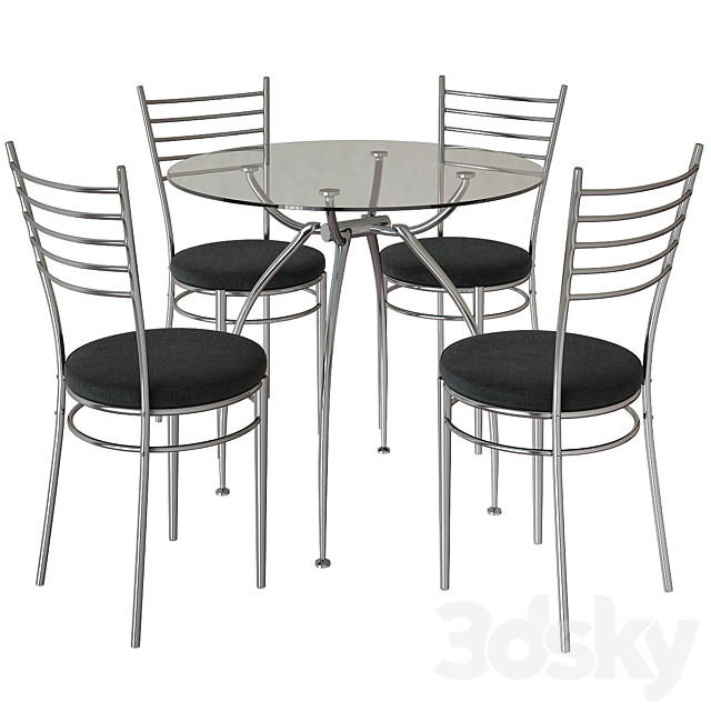 3d Models Table Chair Argos Home Lusi Glass Dining Table