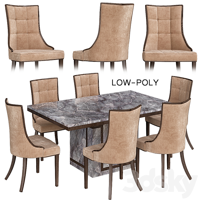 3d Models Table Chair Delightful Marble Dining Room