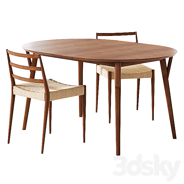 3d Models Table Chair West Elm Mid, West Elm Round Dining Table