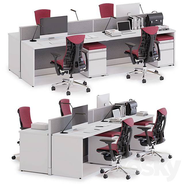 3d Models Office Furniture Herman Miller Action Office System V4
