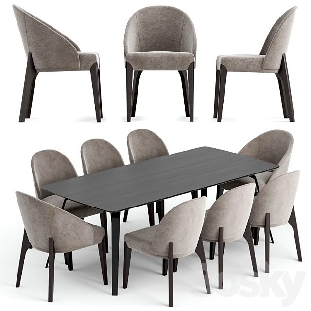 3d Models Table Chair Dining Set Bugatti Sandalye
