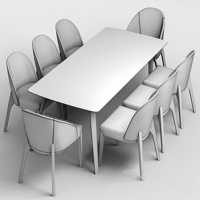 3d Models Table Chair Dining Set Bugatti Sandalye