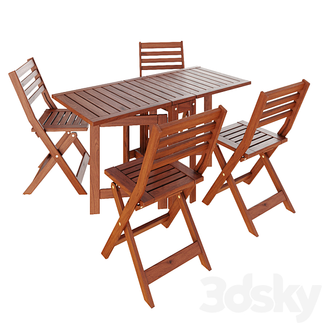 3d Models Table Chair Ikea Applaro Foldable Table Chairs