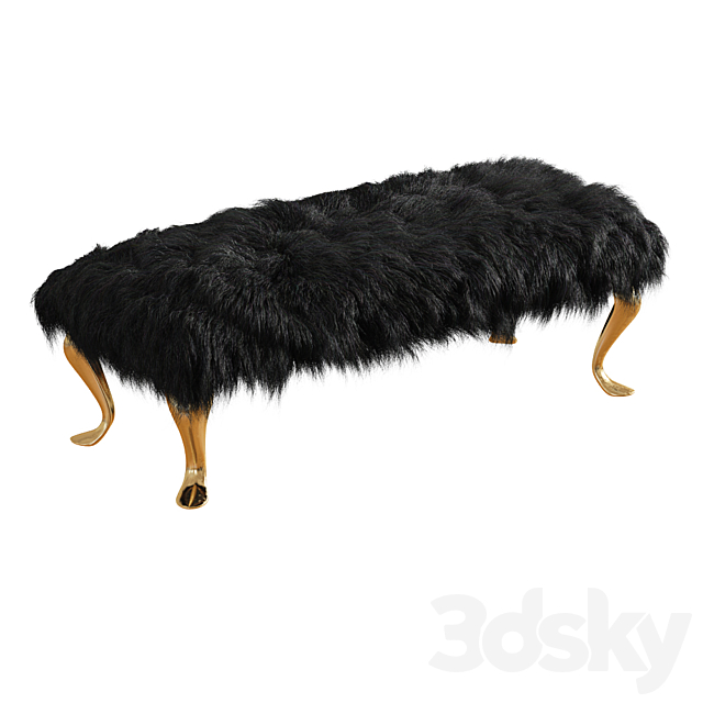 3d Models Other Soft Seating Bench Black Mongolian Lamb Wool