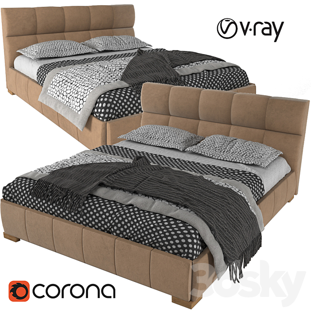 3d Models Bed Nuvola Leather Platform Bed