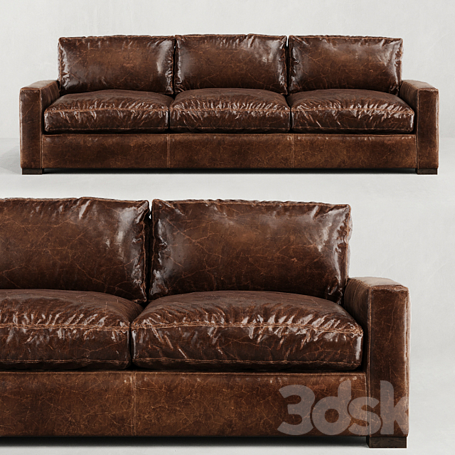Rh Maxwell Leather Three Seat Cushion Sofa 3d Models Maxwell Leather Three Seat Cushion Sofa, Italian Brompton Leather Sofa