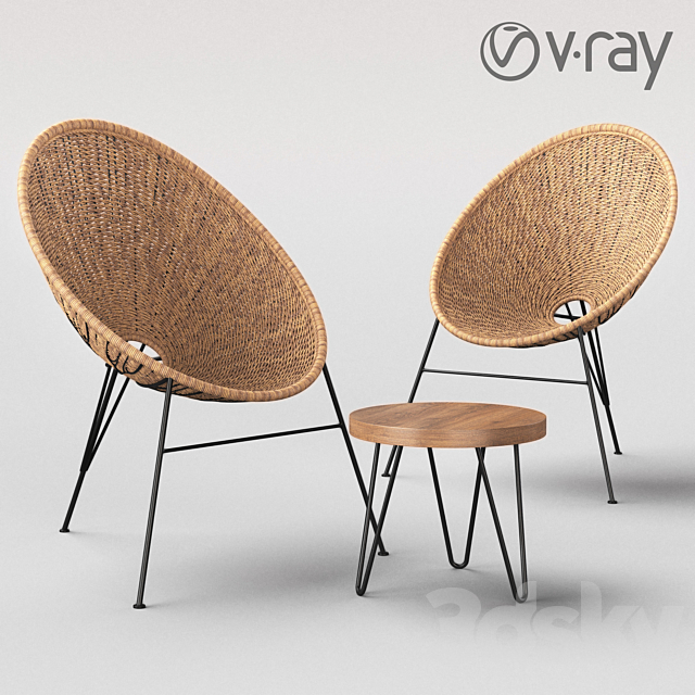 3d Models Table Chair Acapulco Outdoor Rattan Chair