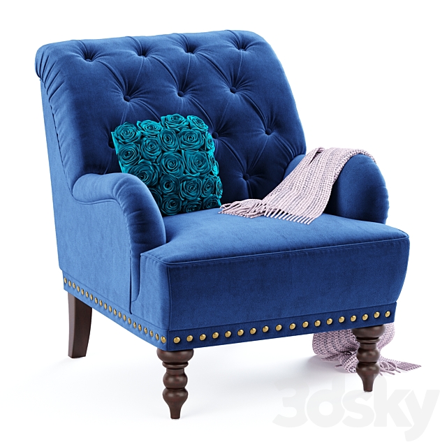 3d Models Arm Chair Navy Blue Velvet Armchair