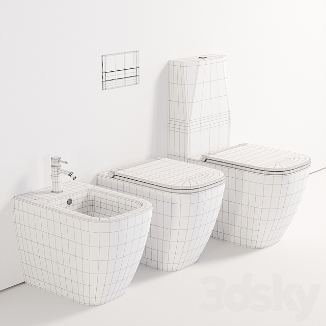 3d Models Toilet And Bidet Esedra By Sdr Ceramiche Quadra Wc