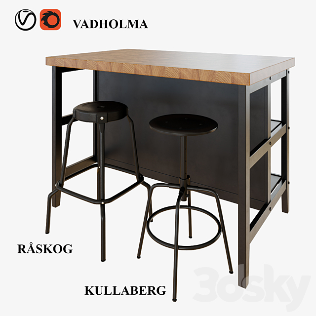 Ikea Vadholma Kitchen Table And Stools, Ikea High Table And Bar Stools