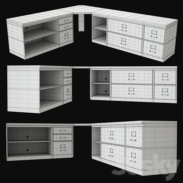 3d Models Office Furniture 1940s Industrial Modular Office