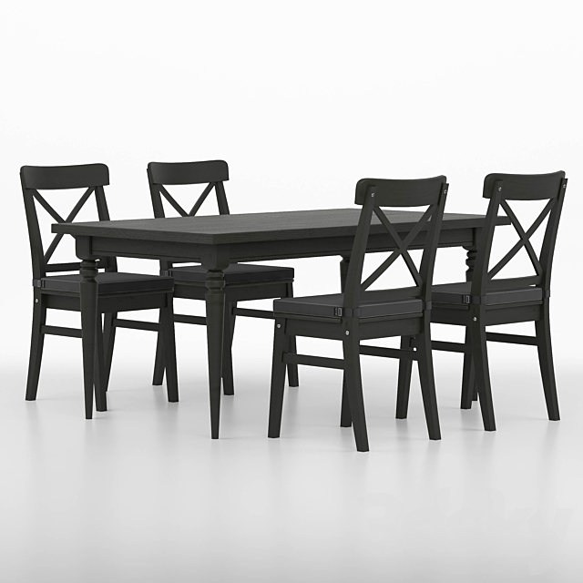 3d Models Table Chair Ikea Ingolf Chair Black