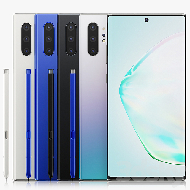 3d Models Phones Samsung Galaxy Note 10 Plus All Colors