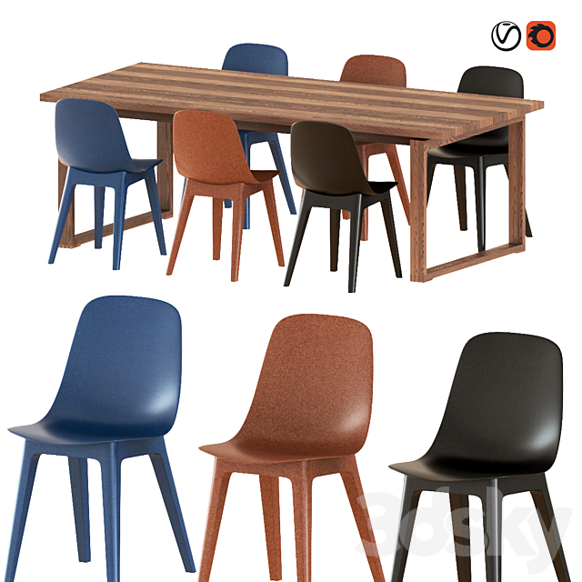 3d Models Table Chair Ikea Morbylanga Table Odger Chairs