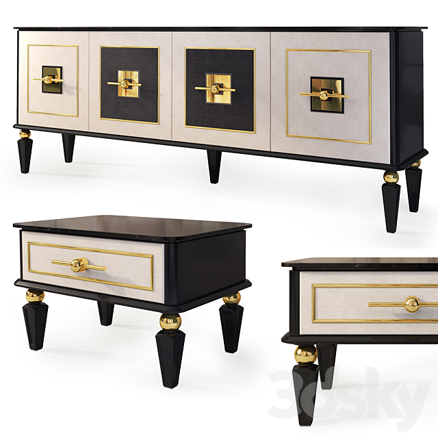 3d Models Sideboard Chest Of Drawer Monet Art Deco Nightstand Tv Stand By Yildiz Mobilya